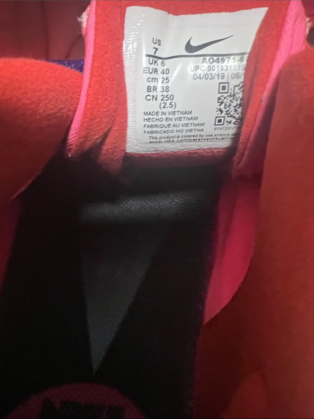 Nike Red & Pink Athletic Sneakers with Purple Laces